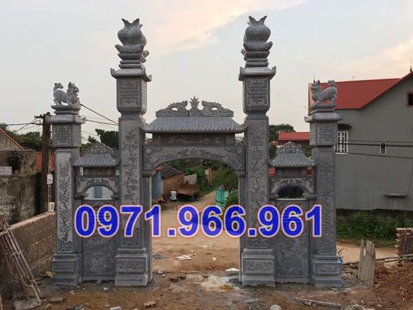 231 mẫu cổng đá xanh đẹp bán bắc ninh - tam quan tứ trụ