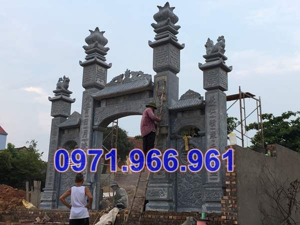 2576 mẫu cổng đá xanh đẹp bán quảng bình - tam quan tứ trụ