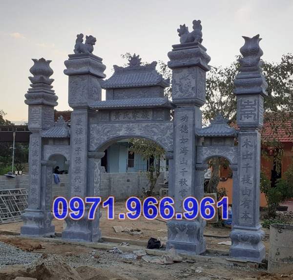 436 mẫu cổng đá xanh đẹp bán phú thọ - tam quan tứ trụ