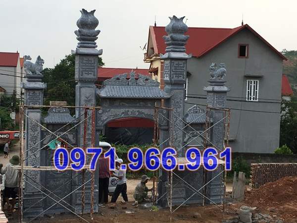 4667 mẫu cổng đá xanh đẹp bán gia lai - tam quan tứ trụ