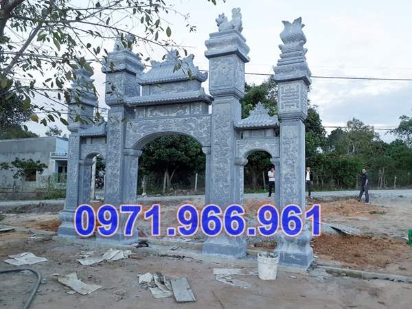 490 mẫu cổng đá xanh đẹp bán tuyên quang - tam quan tứ trụ