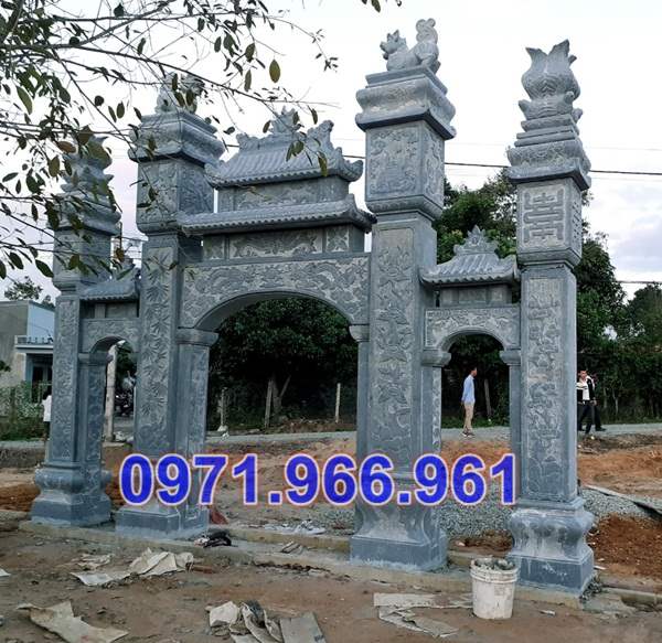 6644 mẫu cổng đá xanh đẹp bán khánh hòa - đình chùa miếu