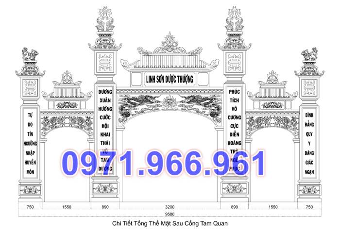 6660 mẫu cổng đá đẹp bán an giang - tam quan tứ trụ