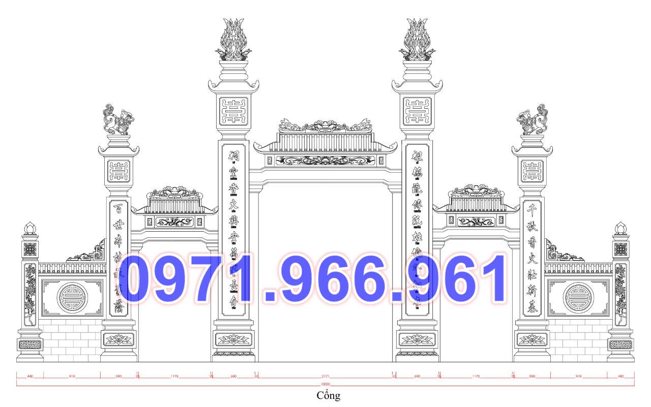 675 mẫu cổng đá đẹp bán yên bái - tam quan tứ trụ