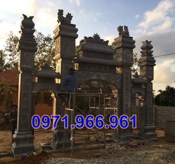 675 mẫu cổng đá xanh đẹp bán yên bái - tam quan tứ trụ