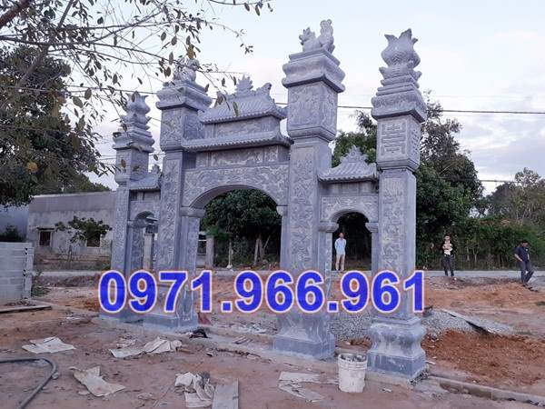 757 mẫu cổng đá xanh đẹp bán hải phòng - tam quan tứ trụ