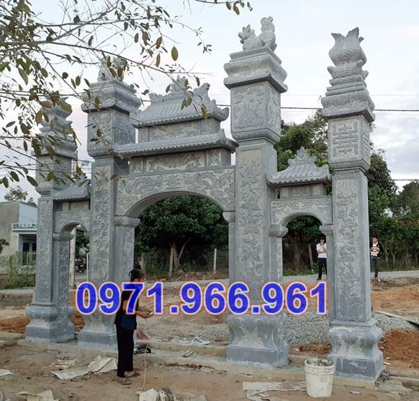 9911 mẫu cổng đá xanh đẹp bán đắk lắk - đình chùa miếu